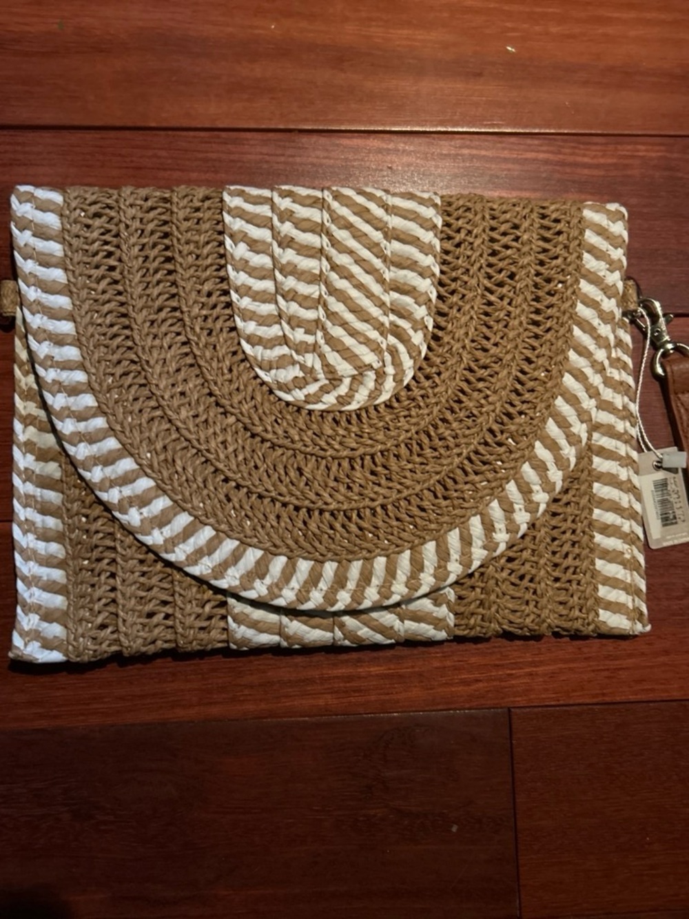 Woven Straw Clutch Bag in Natural and White